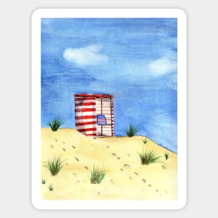 Hot Summer Day at the Beach Watercolor Painting Sticker